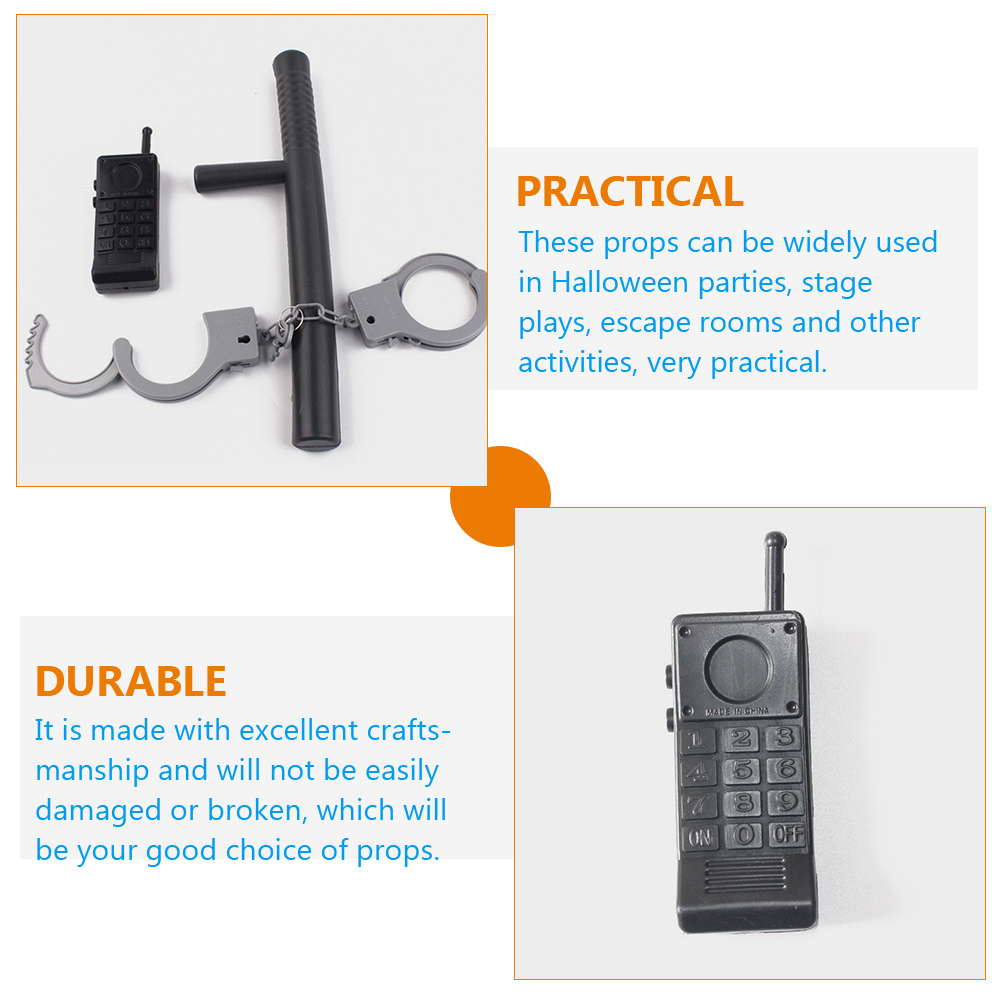 2 Sets Handcuffs Police Halloween Props Kids Cosplay Accessories Policeman Kit Toys for