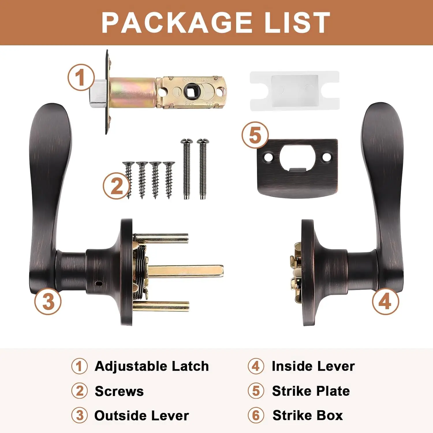 Door Lever [Non-Locking Lever Set], Non-Locking Door Handle Set for Hallway or Closets