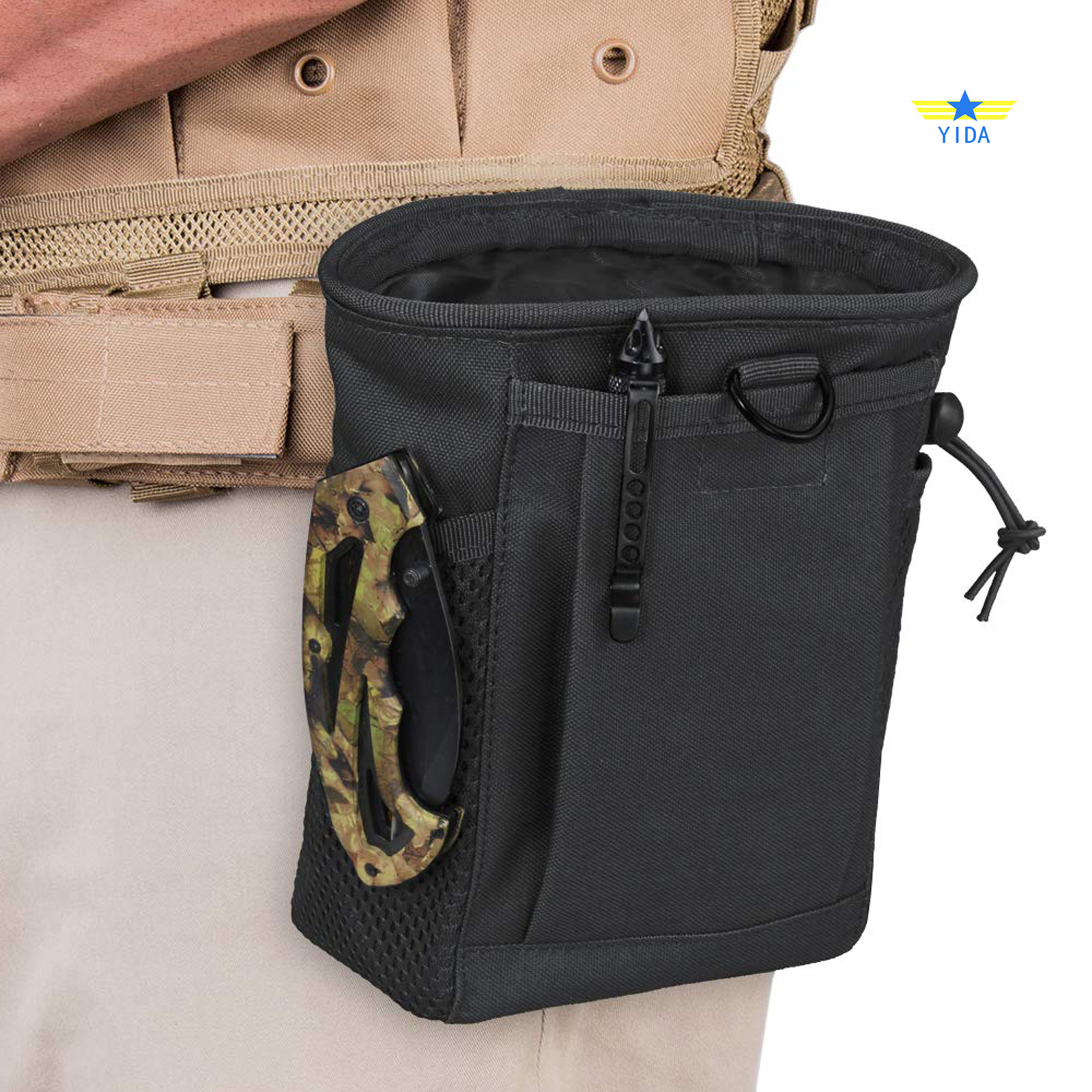 Tactical Molle garbage bag drawstring magazine garbage bag practical belt ammunition bag nylon waterproof easy to carry