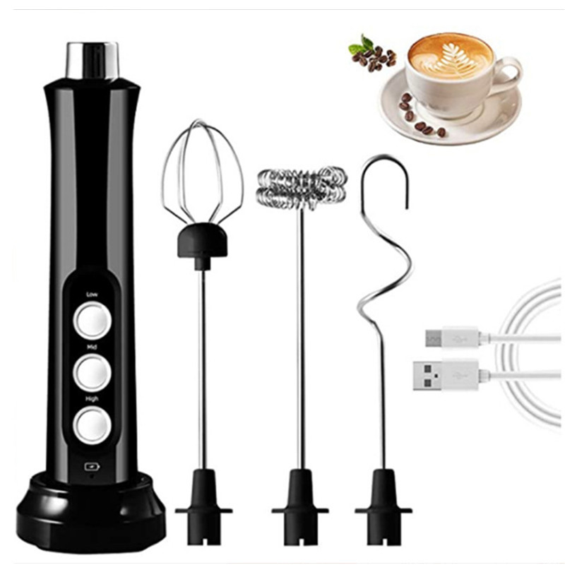 Montalatte elettrico 3 in 1 ricaricabile per schiuma di latte Schiumatore portatile Montalatte ad alta velocità Miscelatore per bevande Caffè
