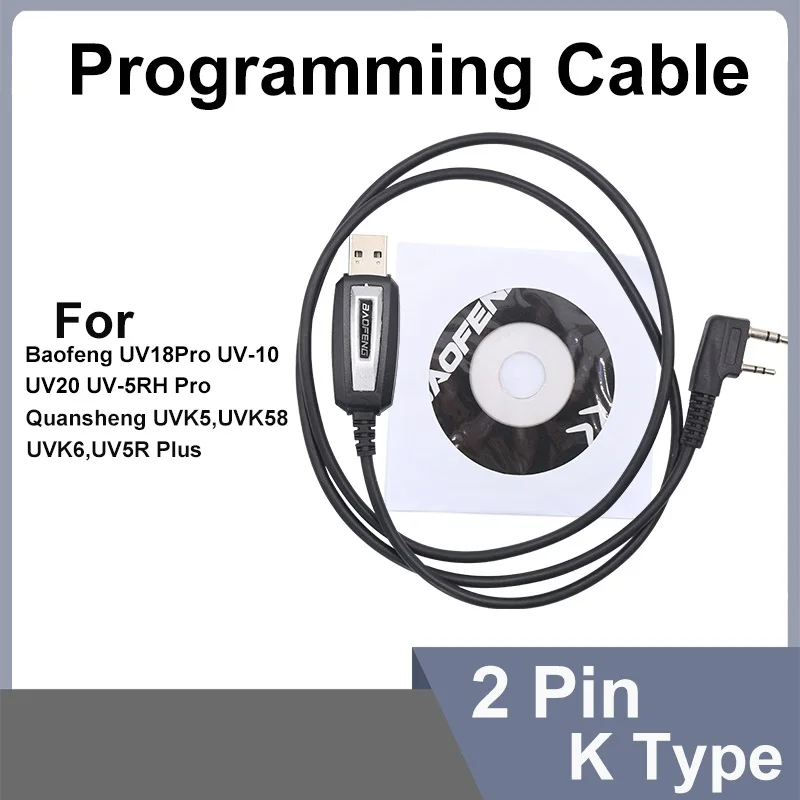 1/2 SZT. Kabel USB do Programowania UVK5 UVK6 5RPlus Baofeng 18Pro 13Plus 17Plus V2 Kabel Programujący Oprogramowanie CD Akcesoria Radiowe