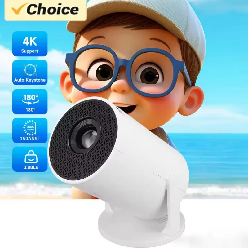 Proyector inteligente LED HY200 1080P, proyector de películas para Android/iPhone, cine en casa y entretenimiento al aire libre