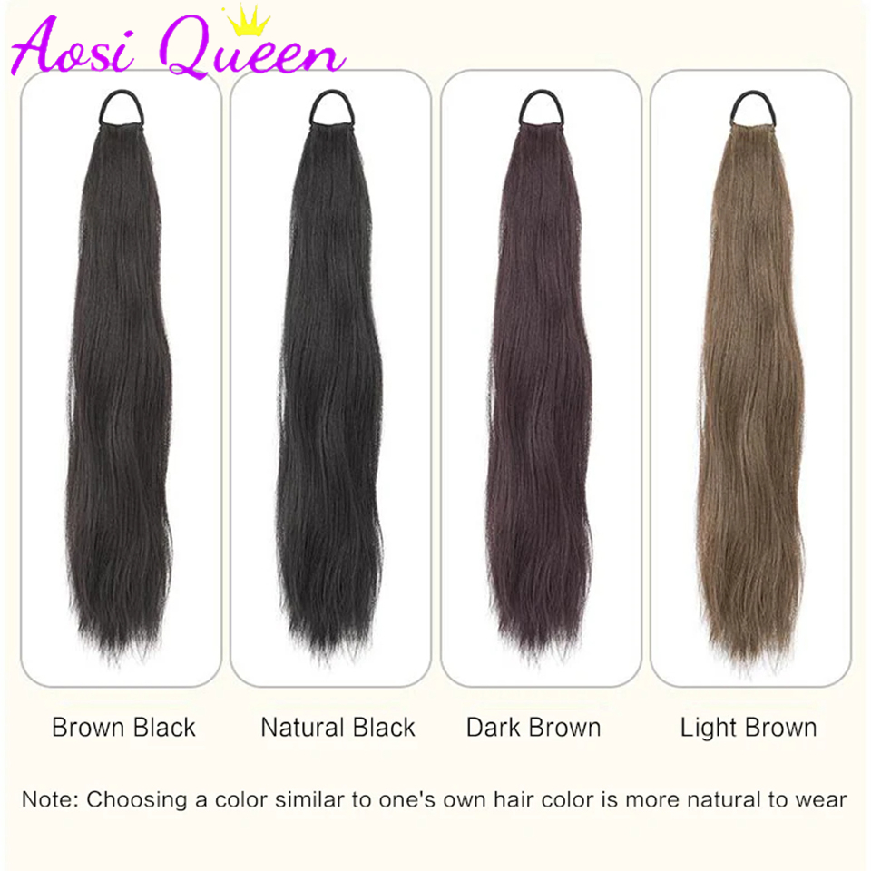 Aosi-合成ポニーテールウィッグ,伸縮性のあるバンドとダブルポニーテールウィッグを備えたヘアカーリー