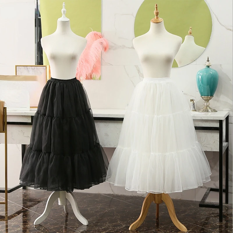 Trắng Đen Đàn Organ Petticoats Dài 80Cm Crinoline Cô Dâu Petticoats Tây Nam Không Cho Váy Cưới