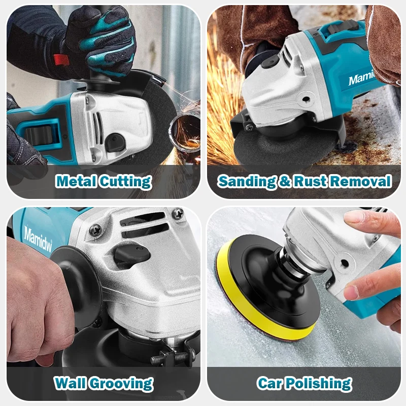 For Makita DGA404 18V 125/100mm Brushless Lithium Electric Angle Grinder Rechargeable Cutting Machine Polishing Machine