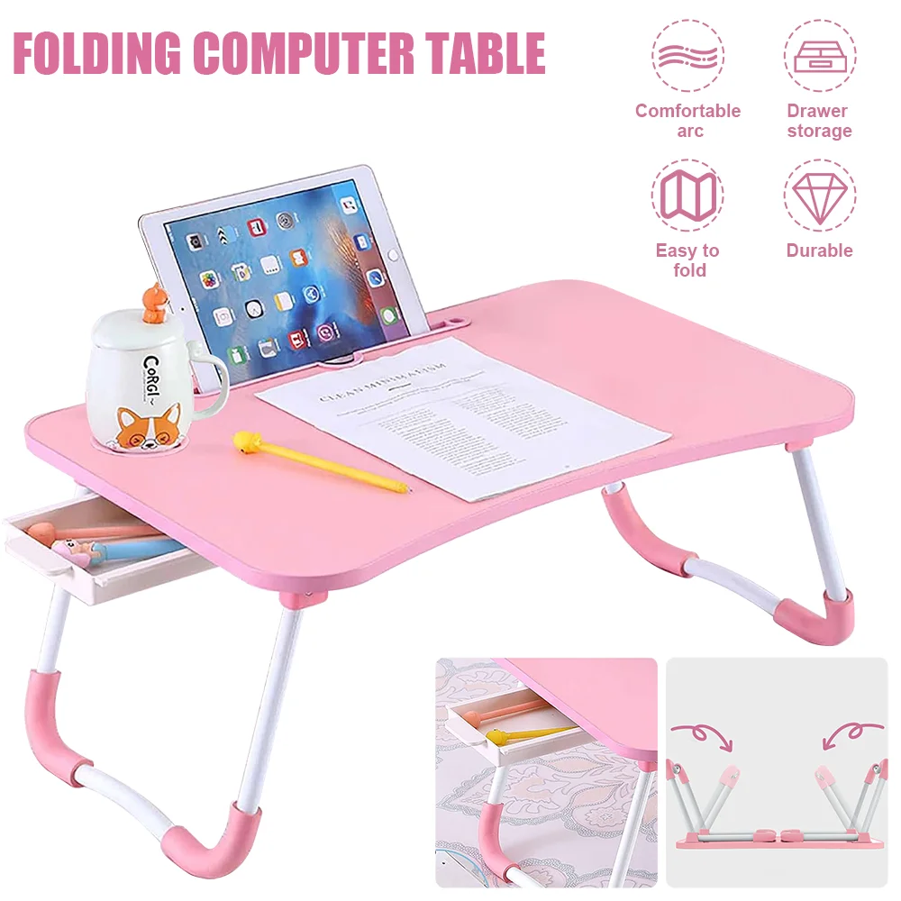 New Folding Laptop Desk for Bed & Sofa Laptop Portable Lap Desk Bed Tray Table Desk for Study and Reading Bed Top Tray Table