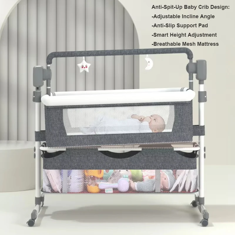 Cama de bebê elétrica berço para berço de bebê recém-nascido berço móvel cama de balanço elevada berço portátil com mosquiteiro