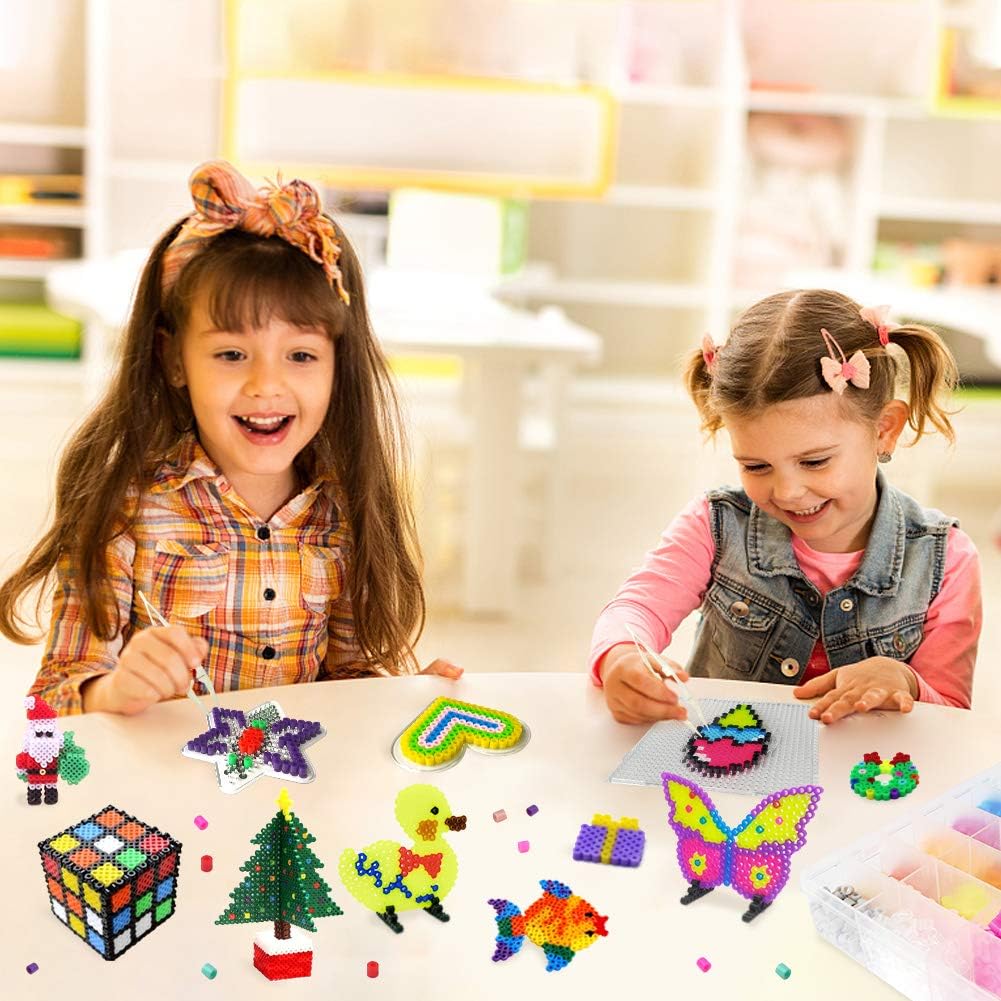 20 Stück 5 mm Sicherungsperlen, Tafeln, klare Perler, Hama-Perlen, Stecktafeln, Pinzette, Hängeseile, Schlüsselanhänger, kleine Reifen für Kinder, DIY-Bastelperlen