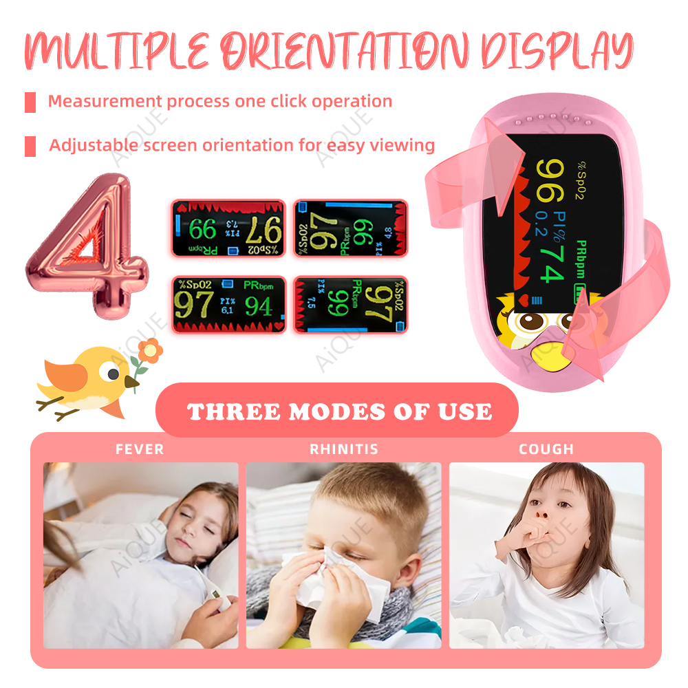 AiQUE Cartoon Finger Pulsoximeter Eule Wiederaufladbare Säuglings Blut Sauerstoff Sättigung Meter Erwachsene Kind Kinder Oximetro SPO2 TFT