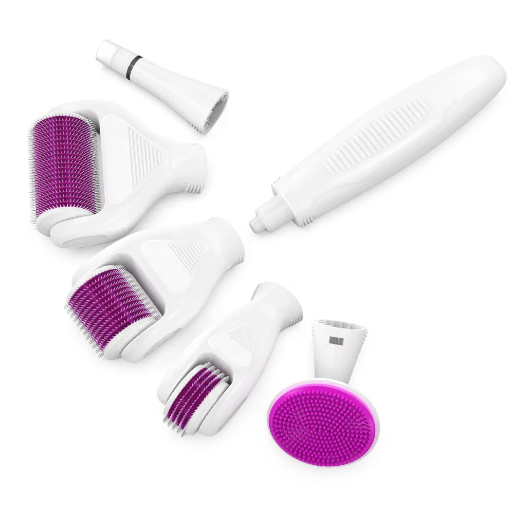 Derma Roller Kit 6 in 1 DRS Dermaroller Beard Roller Face Roller Derma Rolling System Microneedling ชุดสําหรับหนังศีรษะ Hair Growth