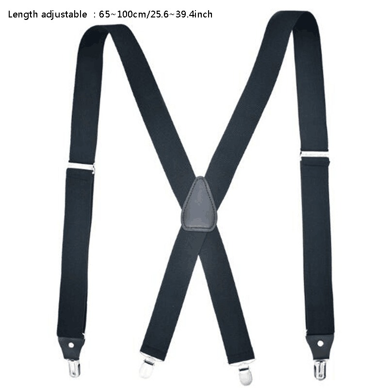 Tirantes anchos para hombre, tirantes ajustables de alta elasticidad, 4 clips fuertes, tirantes para pantalones traseros X resistentes