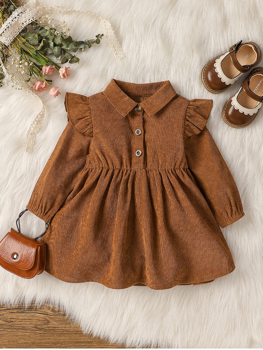 Abito da neonata a maniche lunghe per tutte le stagioni, colletto rovesciato, moda stile New England