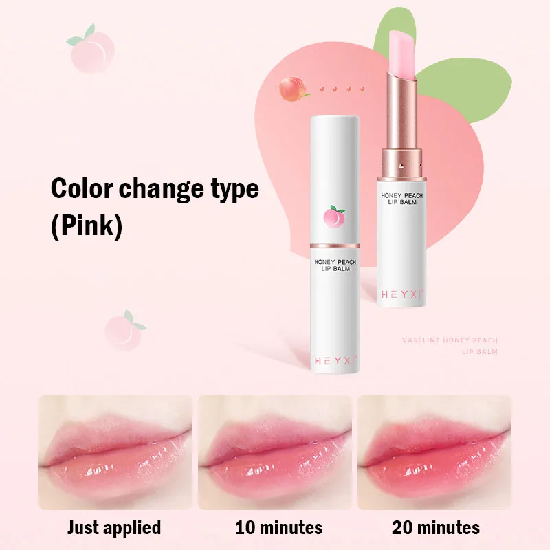 น้ําผึ้งพีช Lip Balm เปลี่ยนสีลิปสติกริมฝีปาก Plumper Moisturizing Hydrating Nourishing Beauty LIPS Skin Carae เครื่องสําอาง