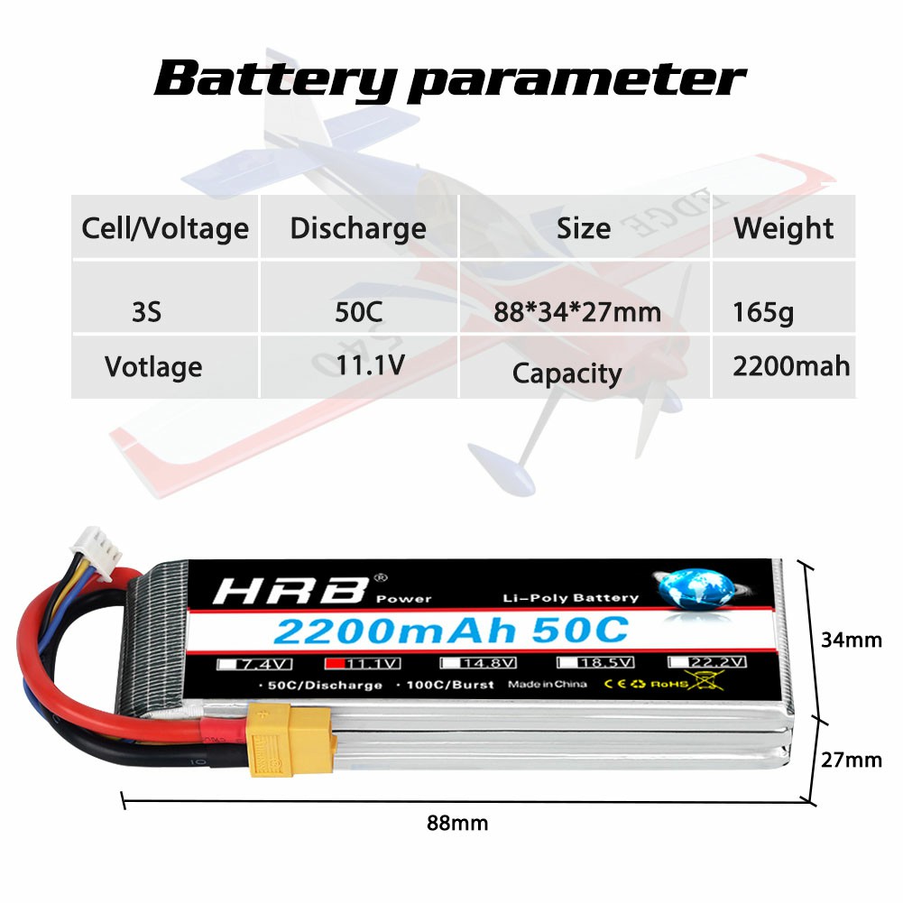 1/2 stücke hrb 3s 2200mah lipo batterie 11,1 v rc batterie 50c mit xt60 stecker für fpv uau drohnen flugzeug rc auto lkw boot rennen diy