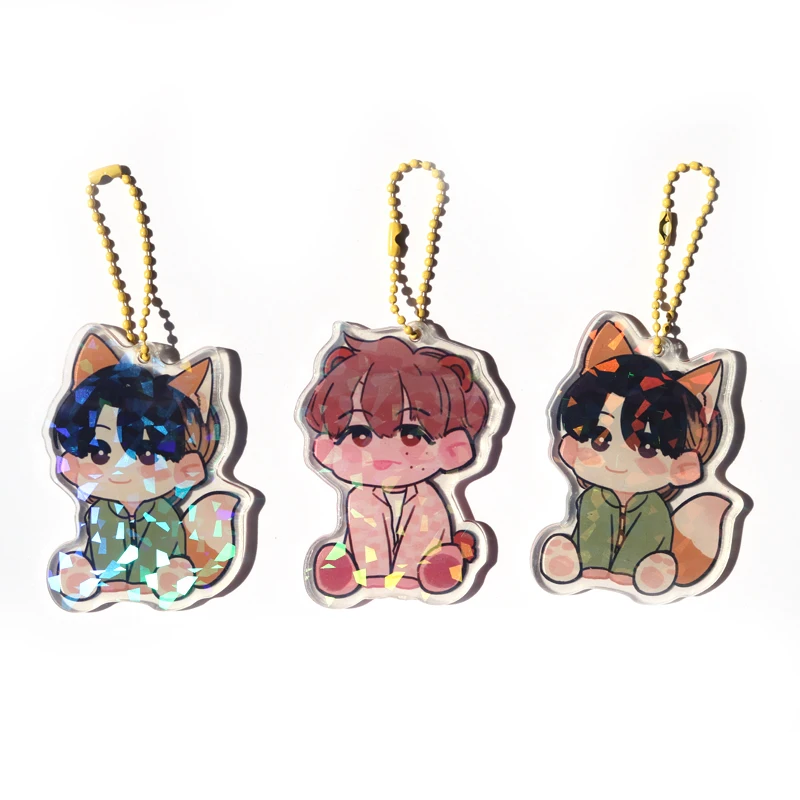 Custom Clear White Star อะคริลิคพวงกุญแจ Clear Charms ภาพการ์ตูนอะนิเมะน่ารักโลโก้ที่กําหนดเองออกแบบพวงกุญแจของขวัญ