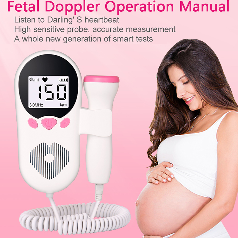 Thuis Doppler Foetale Hartslagmeter Baby Zwangerschap Hartslag Detector LCD Backlight Geen Straling Stethoscoop Pulse Meter 3MHz