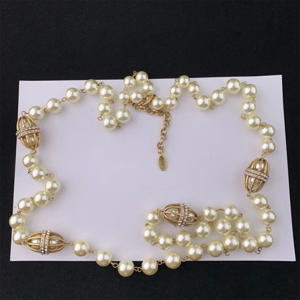 Vintage temperamento vidro pérola contas camisola corrente colar para presente da menina das mulheres festa gargantilha jóias atacado