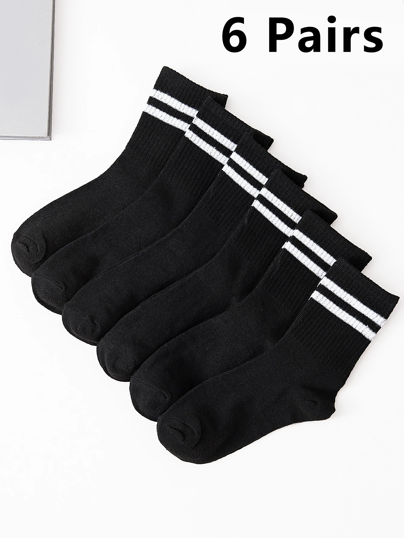 6 Pairs Popular Parallel Bars Socks Men's Business Sports Sweat-absorbing Breathable Spring Autumn Simple High-quality Boy Socks