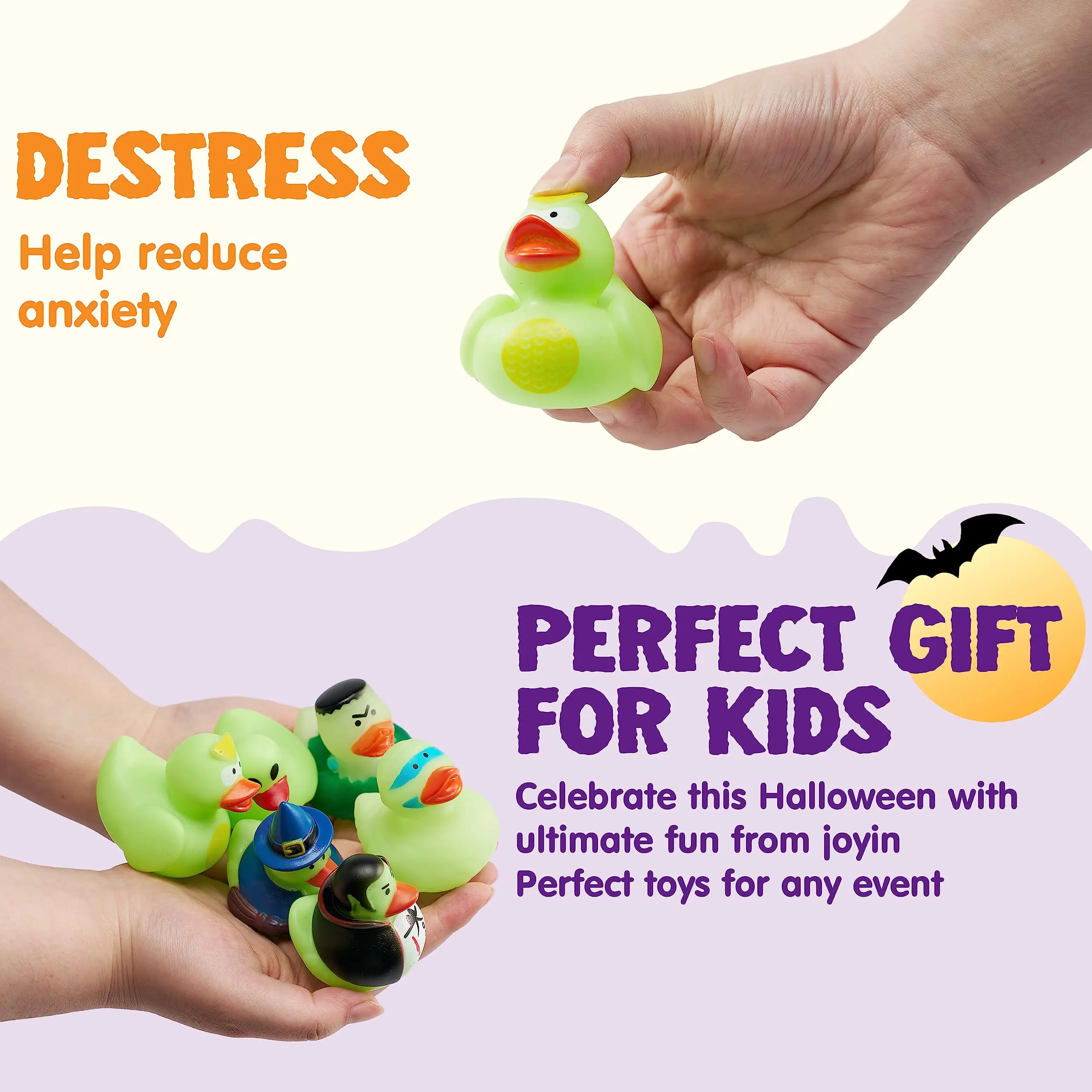 12Glow in The Dark Halloween Fancy Novelty Assorted Rubber Duck for Bath Squirt Squeak Duck,Halloween Theme Party Trick or Treat