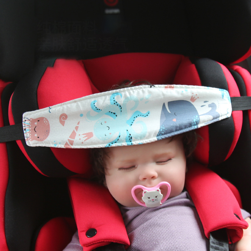 Asiento de coche para bebé, soporte para la cabeza, cochecito infantil ajustable, correa de alivio del cuello, almohada, cinturón de sujeción, reposacabezas, posicionador de sueño para niños pequeños