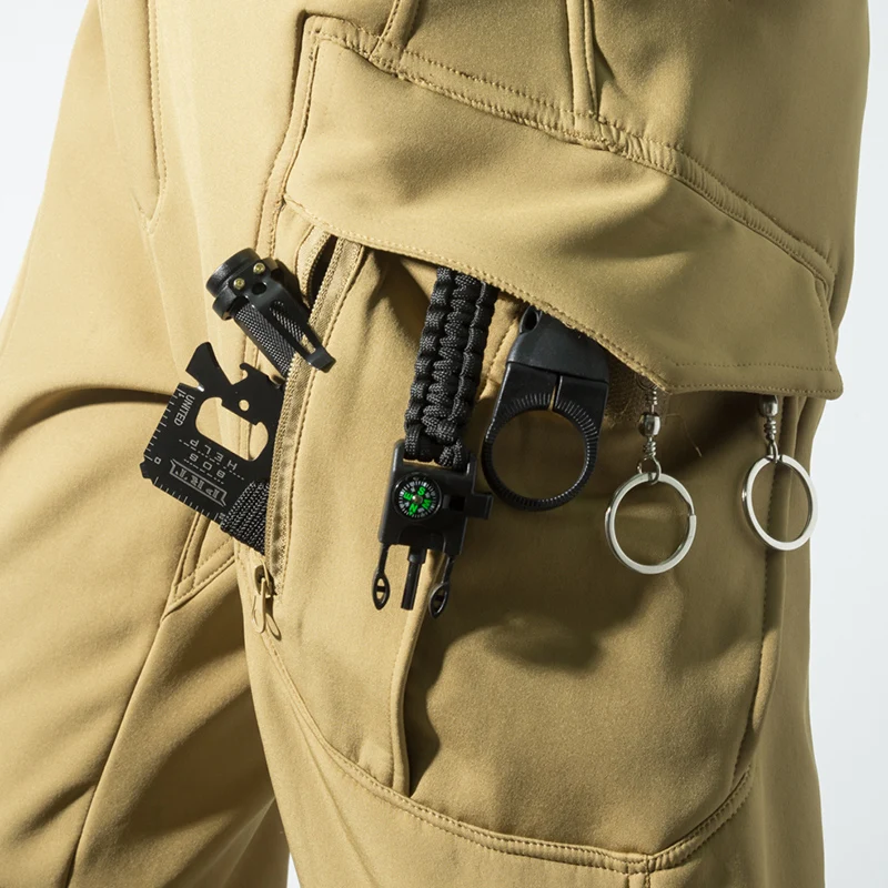 남성용 도시화물 가을 겨울 양털 Softshell 하이킹 바지 낚시 등산 트레킹 캐주얼 사냥 캠핑 바지 M-5XL