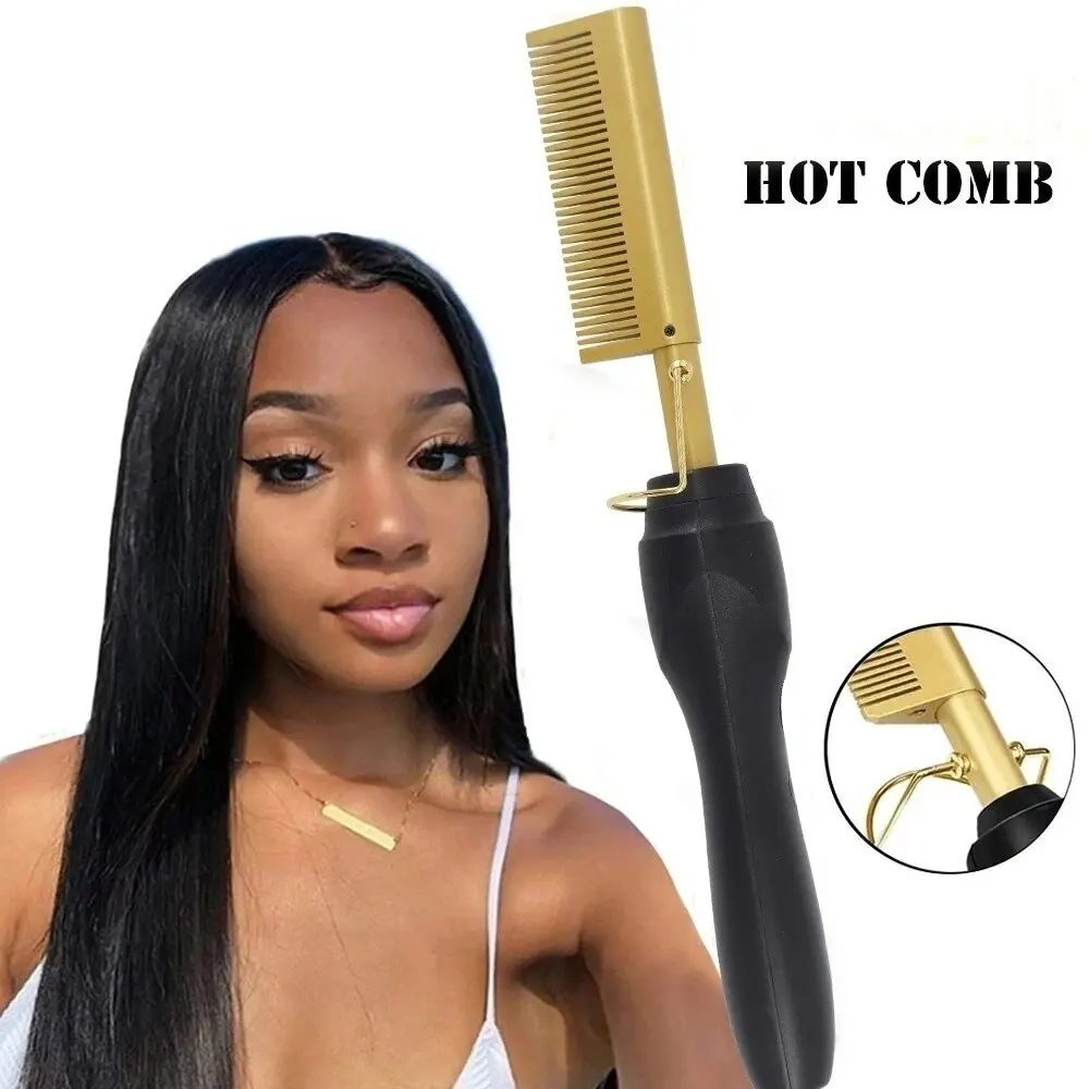 Novo multi-funcional alisador de cabelo de cobre elétrico doméstico alisador de cabelo pente perm haste curling e alisador haste wo