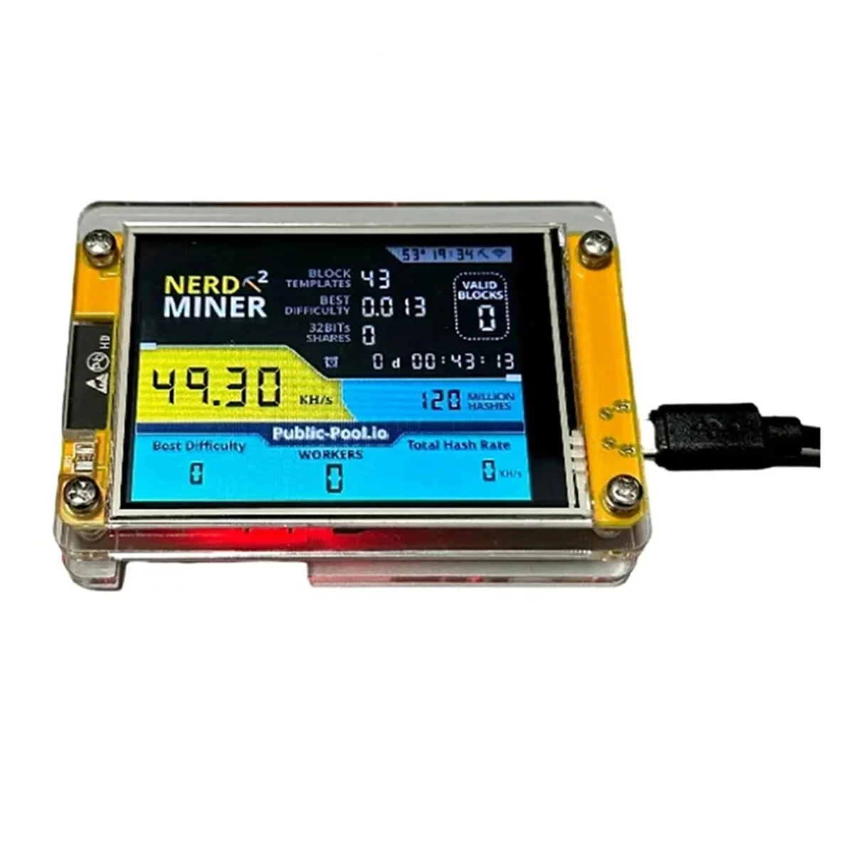 SuperDeals Brand New Nerdminer V3 2,8-calowa maszyna BTC Solo Lottery Nerd Miner Crypto Bitcoin Miner Solo Mining Machine