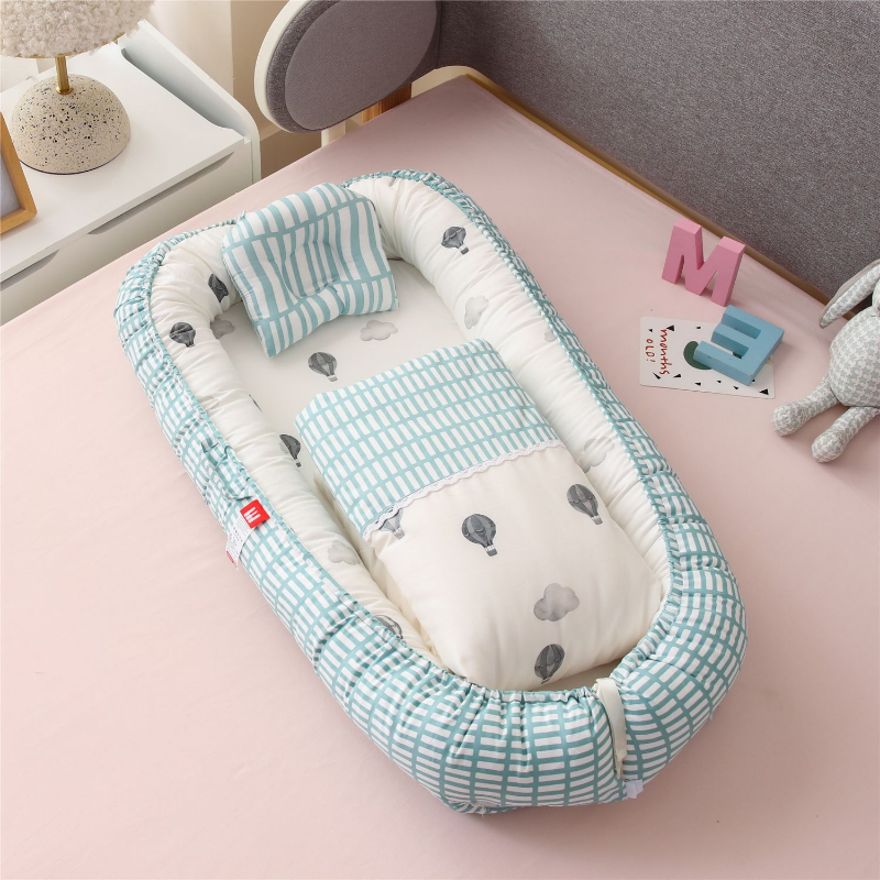 Gấp Gọn Giường Cho Bé Đồ Chống Áp Lực Di Động Bảo Vệ Có Thể Giặt Được Ba Chiều Cotton Cô Lập Du Lịch Giường Cũi