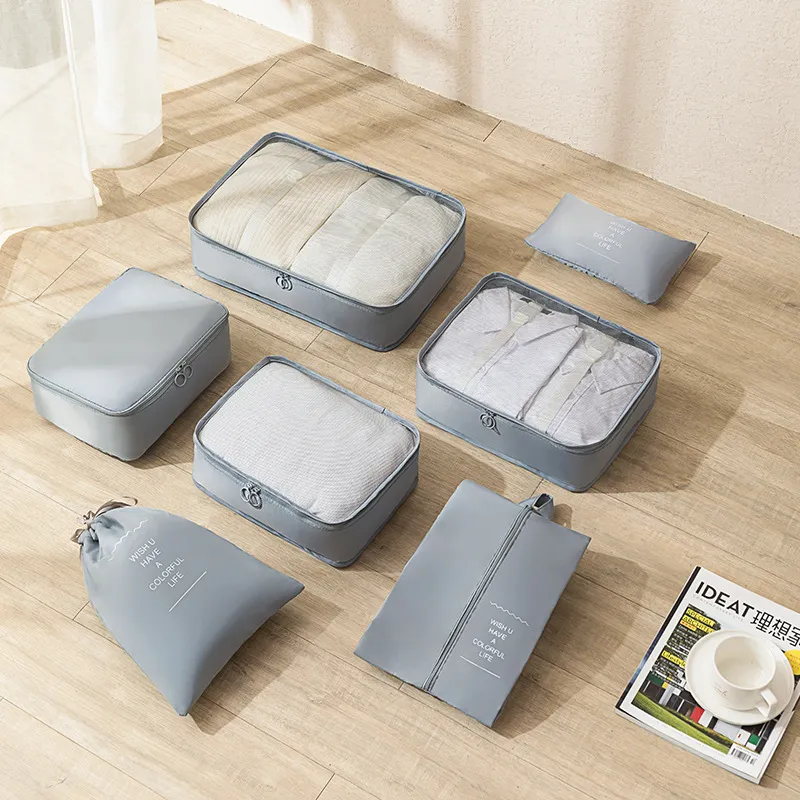 7 pçs/set saco de armazenamento de viagem saco de armazenamento de bagagem conjunto roupas mala roupas roupa interior esperando para produção acabamento embalagem