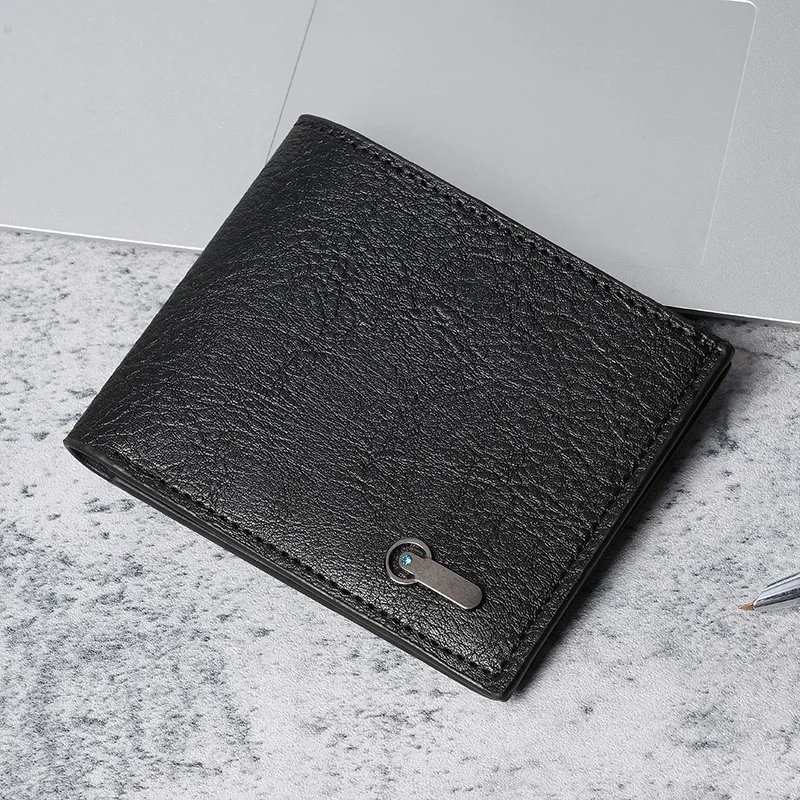 Cartera corta multitarjeta para hombre, billetera informal de moda, delgada, doble pliegue, horizontal, suave, nueva