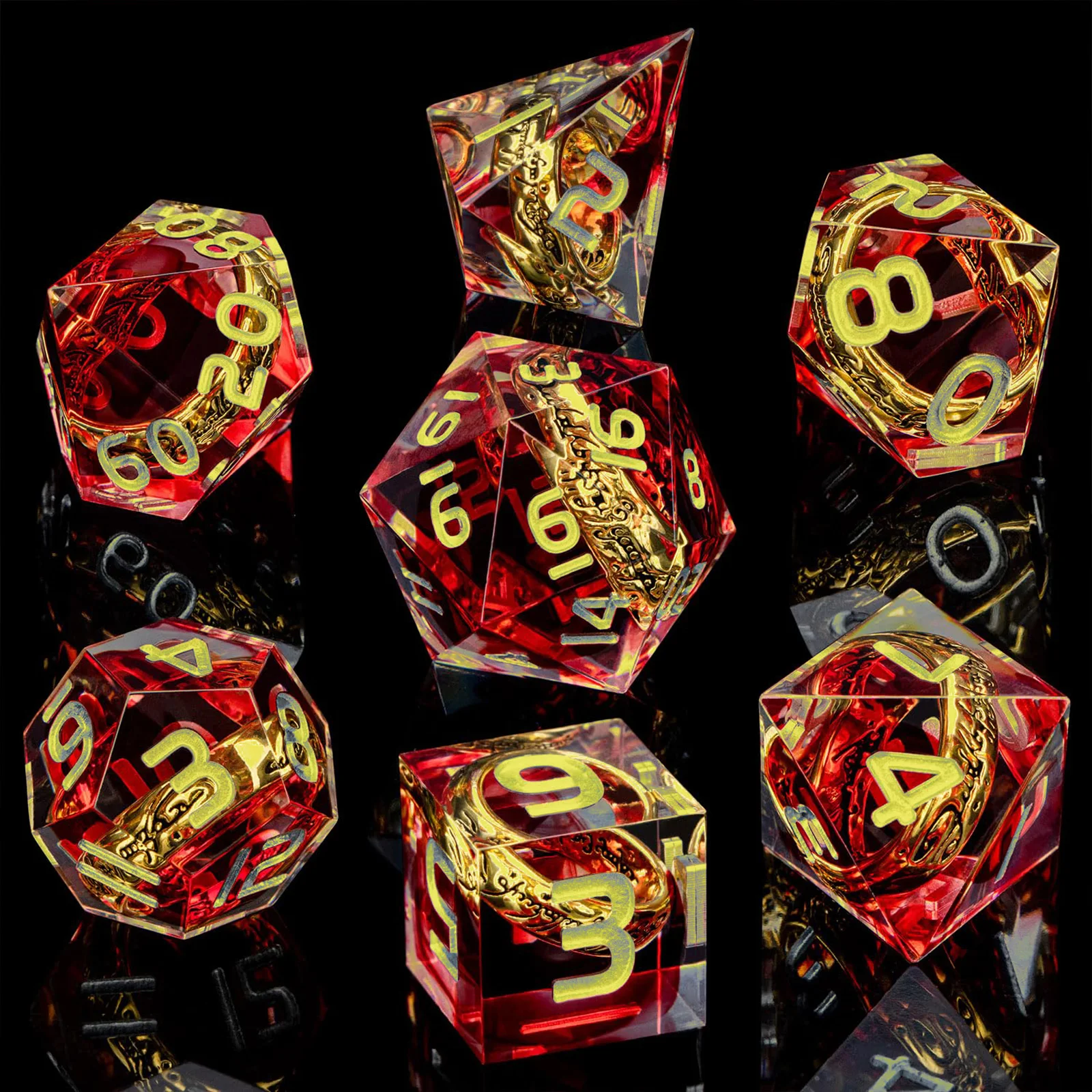 マザーボードゲーム、手作りrpg、半透明、ダンジョンおよびドラゴン、d20、d12、d10、d8、7個用のポリハイチェイスセット
