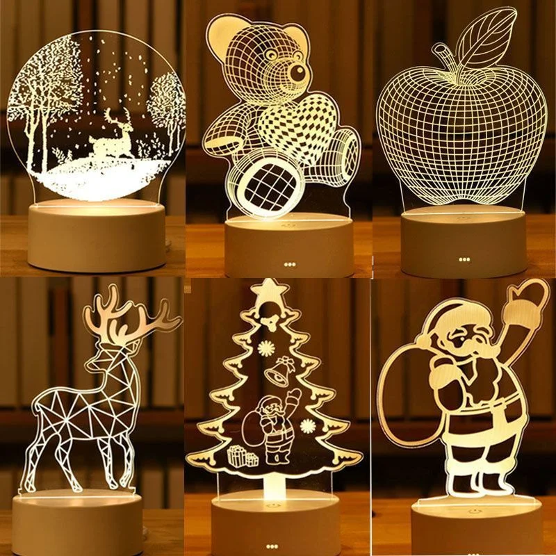 Luz nocturna de ilusión visual 3D, lámpara de escritorio LED creativa Visual, cambia regalo alimentado por USB para niños