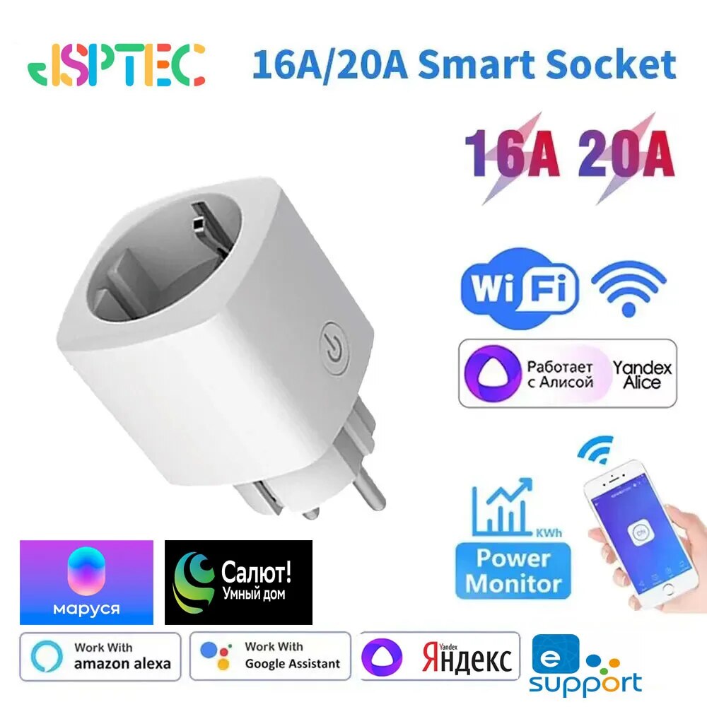 EWeLink EU Smart Socket WiFi Smart Plug mit Stromüberwachung Timing Sprachsteuerung Yandex Aliceру Lorenzo Alexa Google Assita