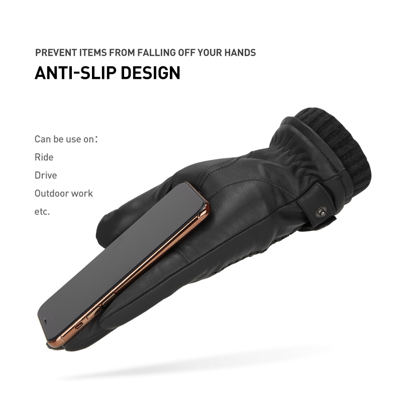 BISONDENIM ใหม่ผู้ชายถุงมือหนังแกะแท้ Full Finger Touch Screen ถุงมือฤดูหนาวแฟชั่นอบอุ่นธุรกิจหลายขนาดตัวเลือก