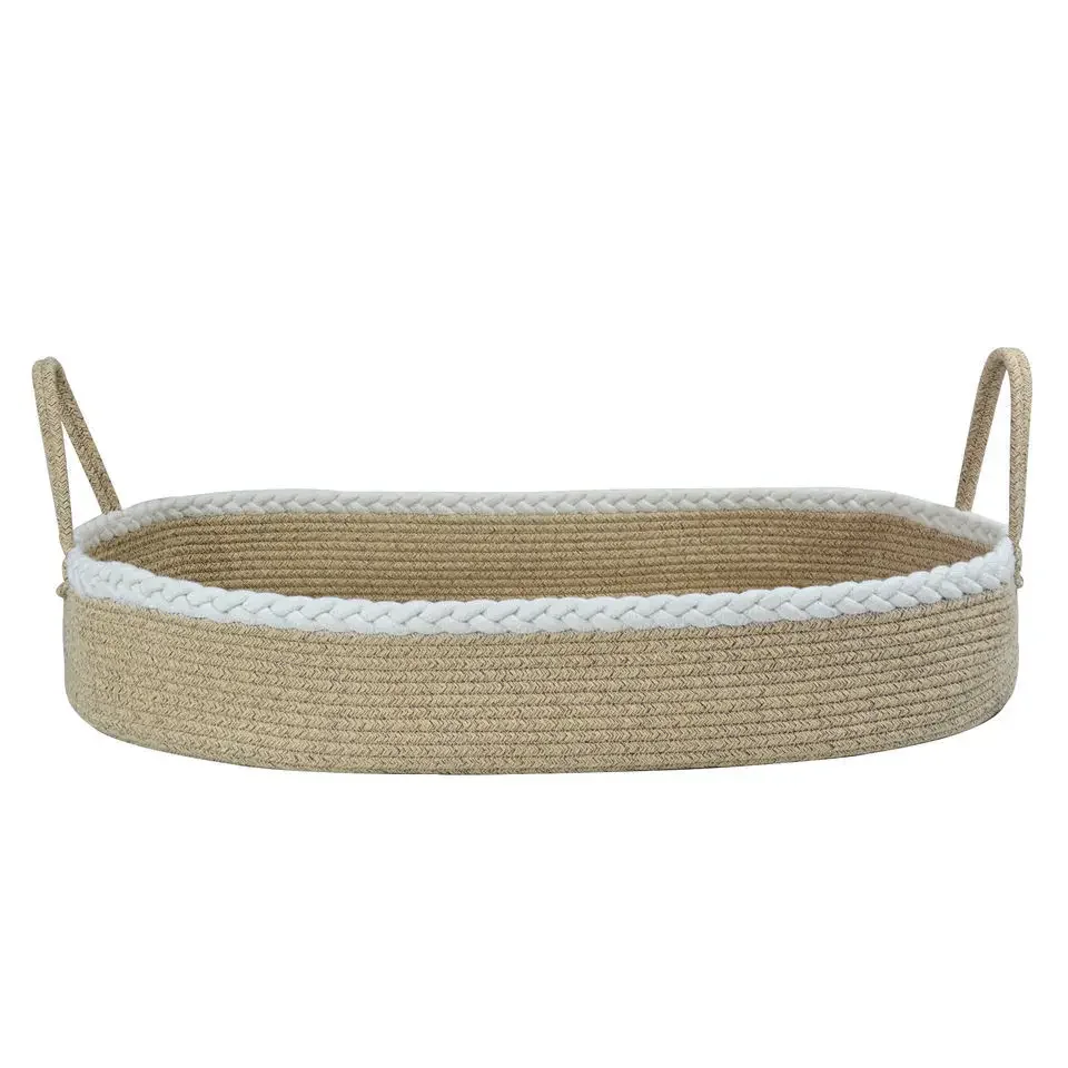 Recém-nascido Mudando Cesta com Mat, Baby Carry Basket, Decoração Do Berçário Boho, Mudando Topper De Mesa, Corda De Algodão