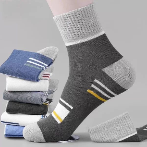 Calcetines de algodón transpirables para hombre, medias informales a rayas de primavera, calcetines de negocios antibacterianos antiolor para hombre