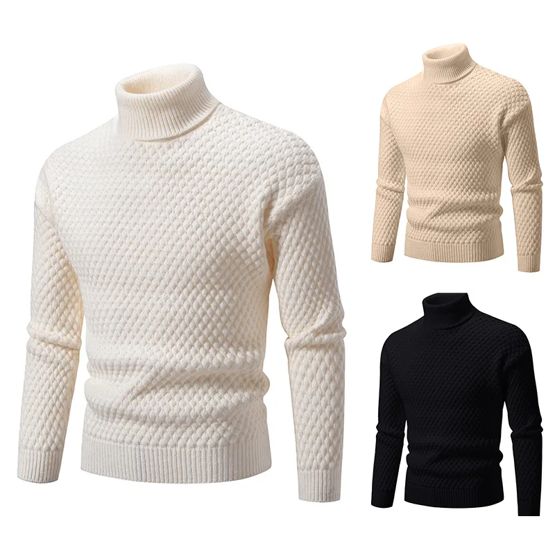 2024 herbst Winter Rollkragenpullover Männer Slim Fit Stricken Pullover Mode Warme Beiläufige gestrickte Pullover Herren Langarm Pullover