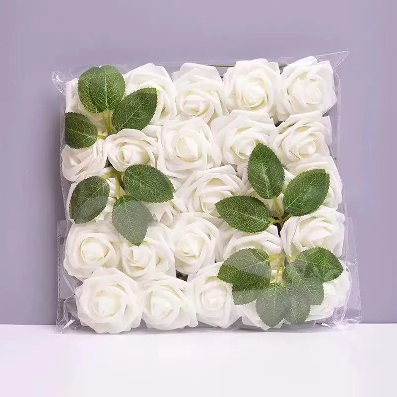 Simulierte Rose Produktdetails Empfehlung Produktdetails OPP verpackte Pe-Rose aus Schaumstoff mit Stiel und Blättern 25 künstliche Fl