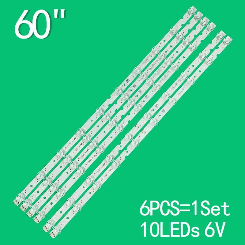 6 pz/set Striscia di Retroilluminazione A LED Per TCL 60EP662 60F60 60D6 60U5950C 60EP660 4C-LB6010-YH01J YH02J HR01J HR02J 60HR330M10A0 V1