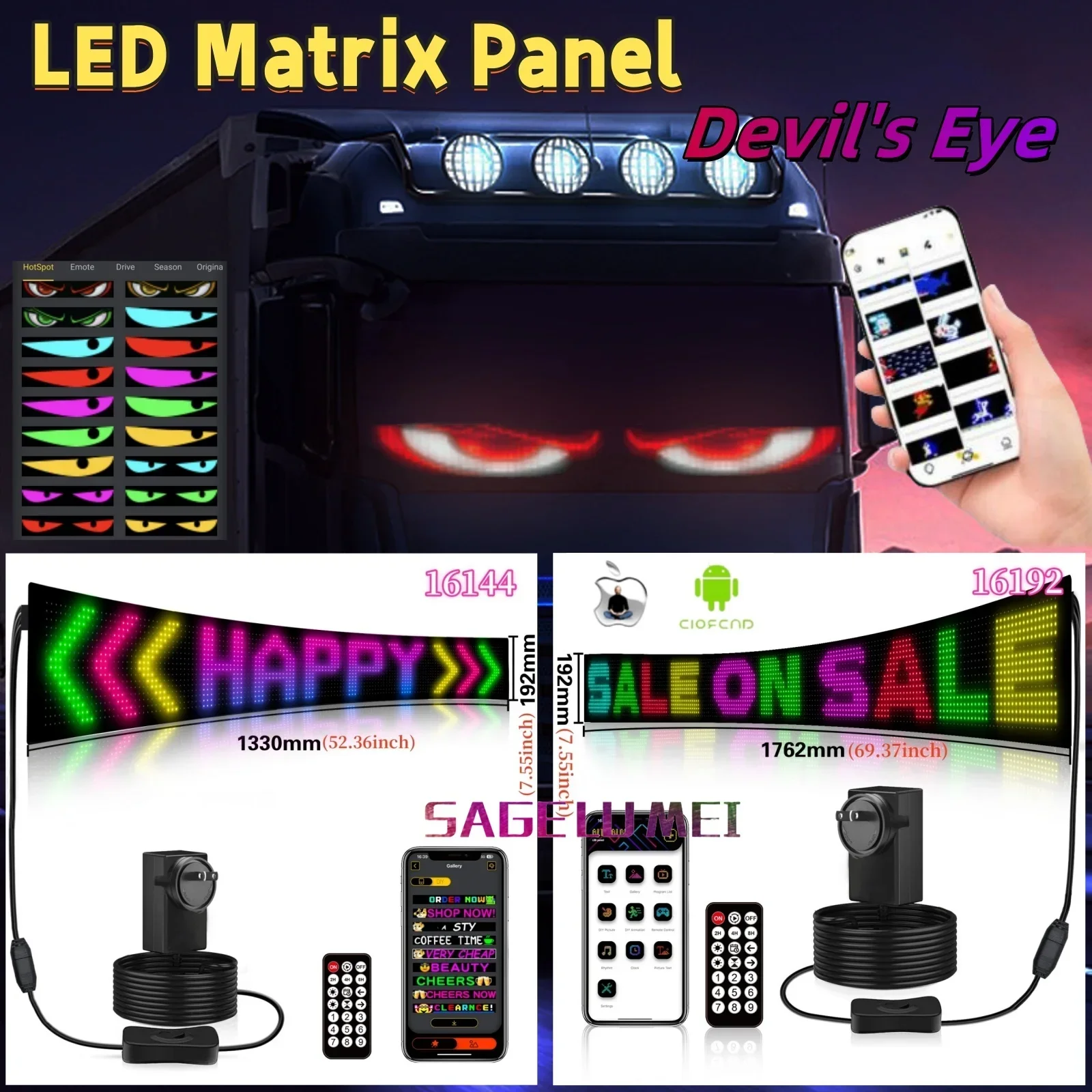 Smart APP Mehrsprachiger Windows-Werbebildschirm LED-Matrix-Panel RGB-Pixel-Graffiti Scroll-Textbrett für Auto/LKW