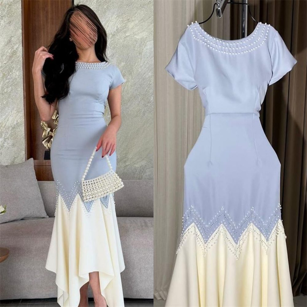 Dostosowane błyszczące, skomplikowane Jersey cekinowa perłowa zakładka Ruched syrenka z wycięciem sukienki Midi sukienki na zamówienie sukienki okazjonalne Retro