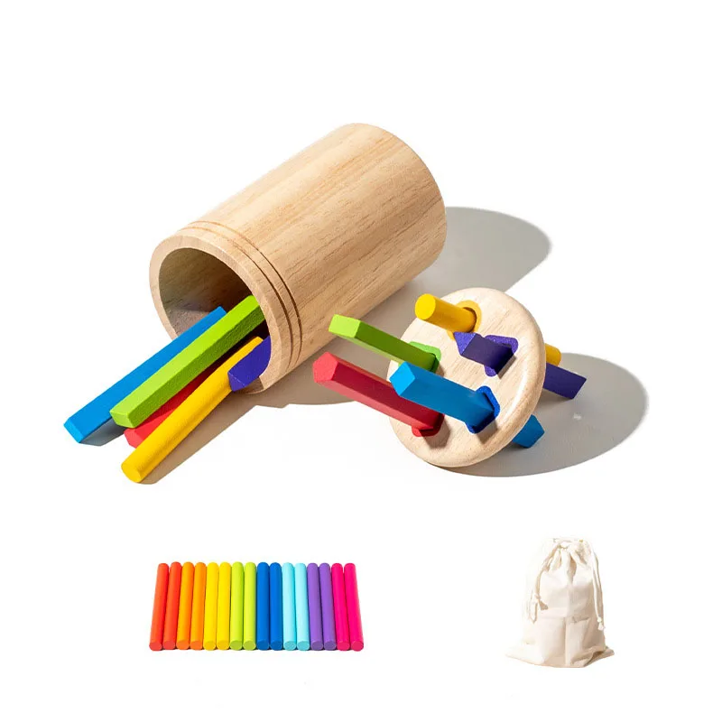 Montessori Educational Toys Wooden Stick Baby Learning Color Sorting Toys for Toddlers Fine Motor Development Sensory Match Game