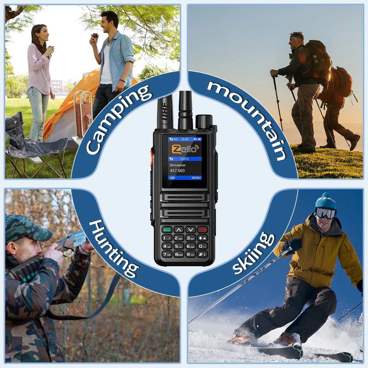ABBREE GP-889 Walkie Talkie Dual Mode POC Netzwerk Radio ZELLO Global UHF Bluetooth WIFI Android 2/3/4G Typ-C Amateurfunk Jagd