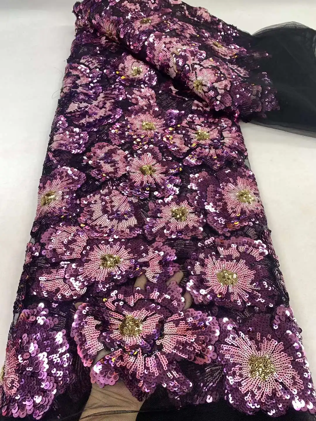Luxus afrikanische Pailletten Spitze Stoff hochwertige Spitze 5 Meter Nigeria Hochzeit Braut stickerei Französisch Tüll für Kleid Nähen