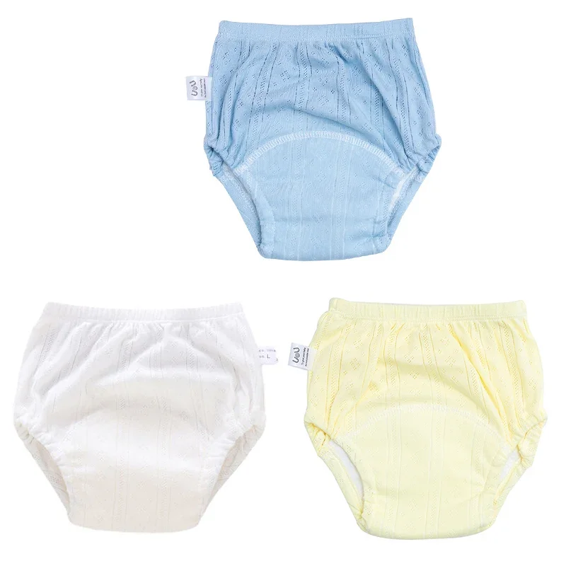 Lote de 3 unidades de pantalones de entrenamiento para recién nacidos, pantalones cortos finos de algodón para bebés, pañales de tela lavables para niños y niñas, pañales reutilizables, bragas infantiles