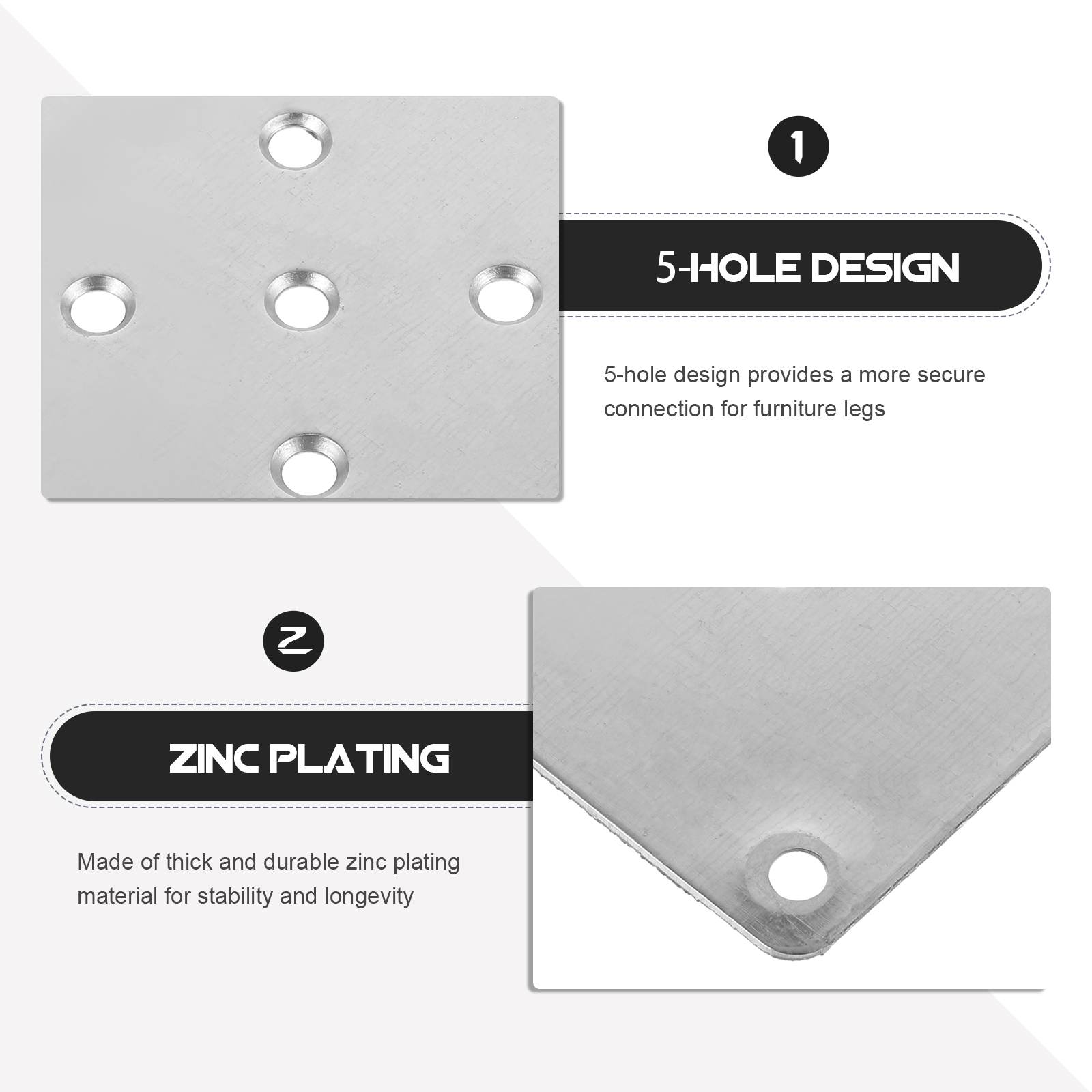 8 Pcs Furniture Fixing Plates For Leg Brackets Durable Zinc Plating Stable Connection Suitable Furniture Parts Mounting Plates