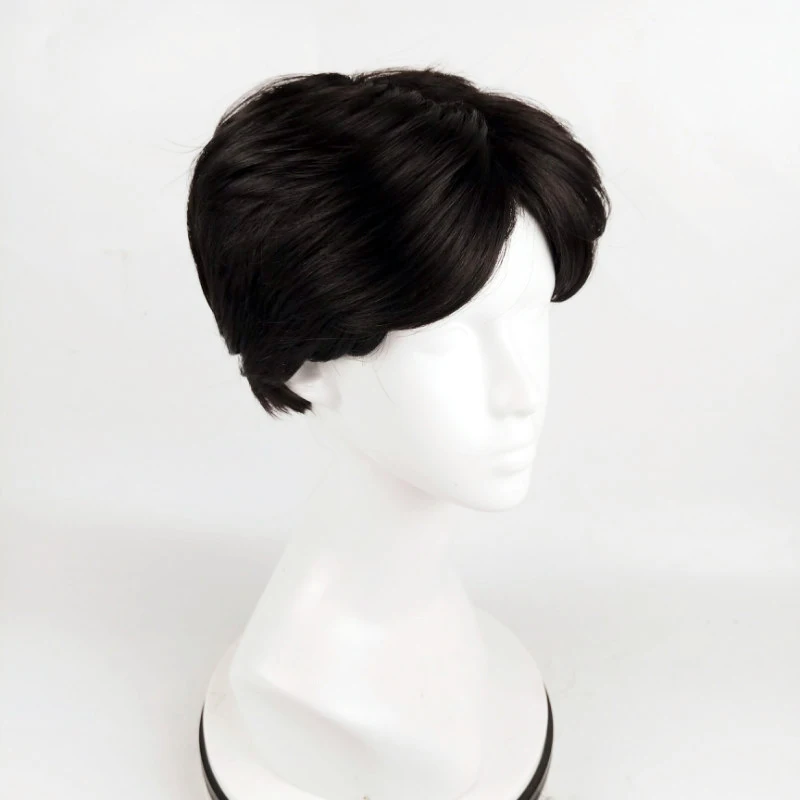 Mode Mannen Synthetische Zwarte Korte Pruik Met Midden Parted Bang Diy Styling Pruik Voor Mannen Dagelijks Dragen Toupetje Haarstukken Steil Haar