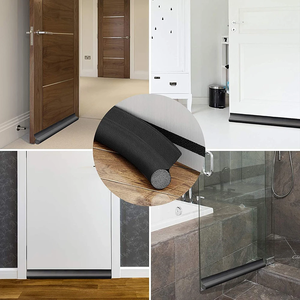 1pc Door Bottom Seal Strip Cuttable Insulation Under Door Draft Blocker Windproof Anti-Cold Gap Weather Stripping Acoustic Foam