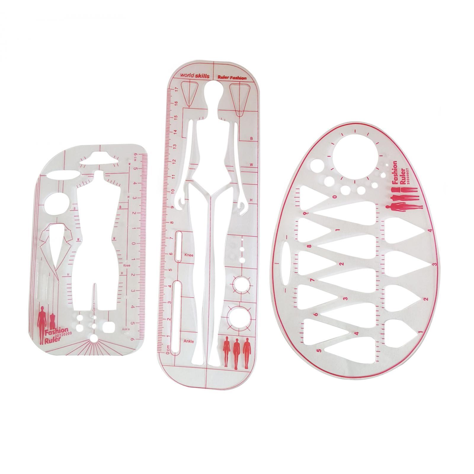 Mode-Vorlage, Lineal, Mustermacher, Kleider, multifunktionale Arbeitskleidung, transparent, modische Illustration, Lineale, Nählineal