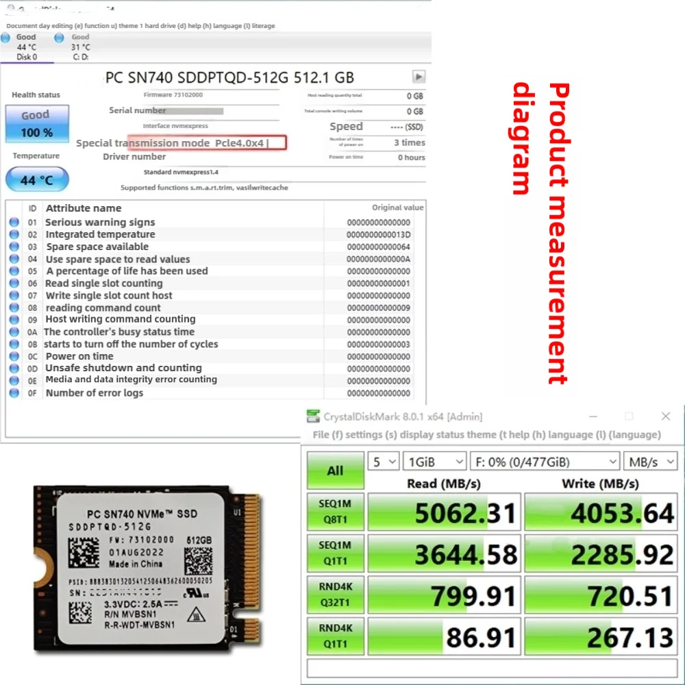 SN740 2TB 1TB 512G 256G SSD M.2 2230 2242 Gen4 PCIe 4.0 X4 NVMe Solid State Drive for Western Digital WD